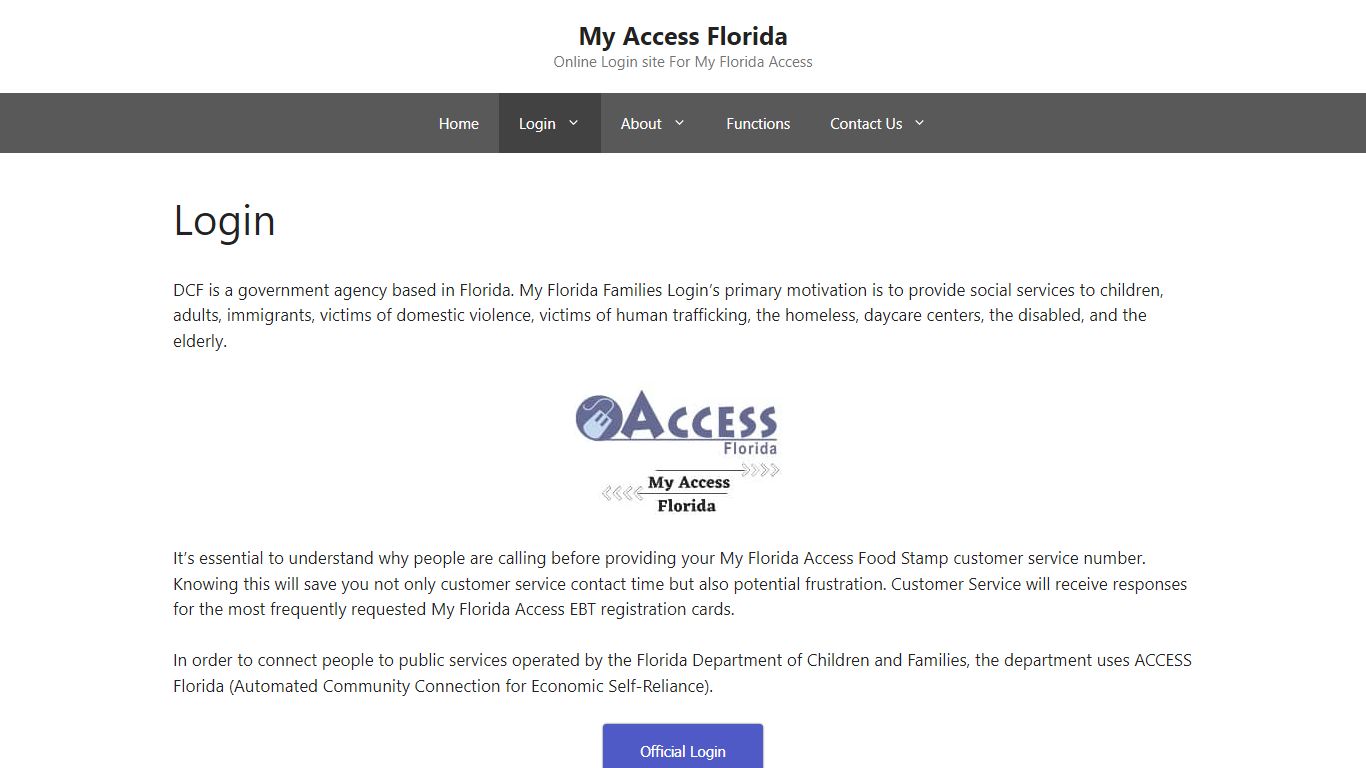 Login Portal - My Access Florida